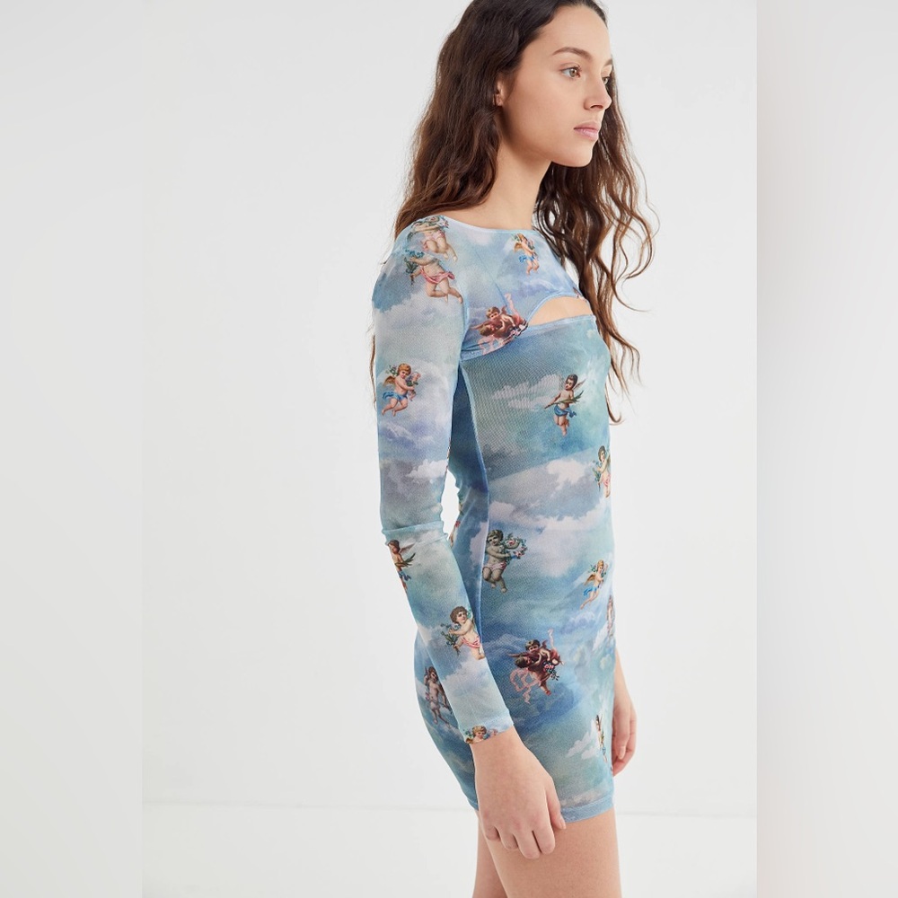 Motel Shimye Cherub Mesh Mini Dress